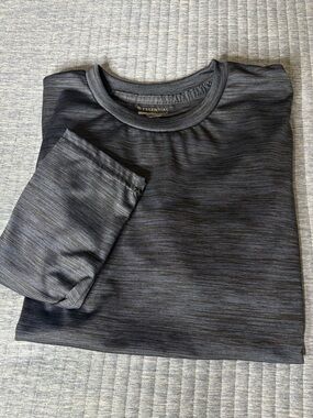 Essentials Navy Space-Dye Long Sleeve Crew with Black Side Panels
